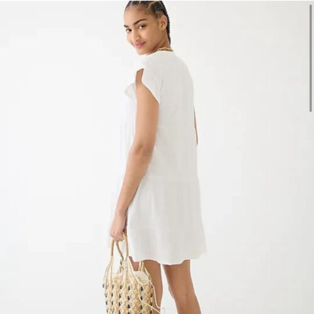 J. CREW Broken-in jersey tiered mini‎ dress in white size medium - Picture 3 of 15